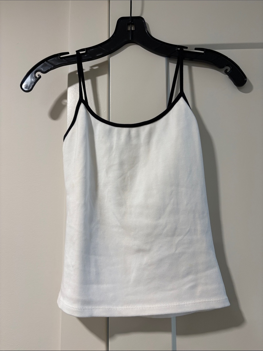 Zara White Spaghetti Strap Tank with Black Trim 0858/007/250/S